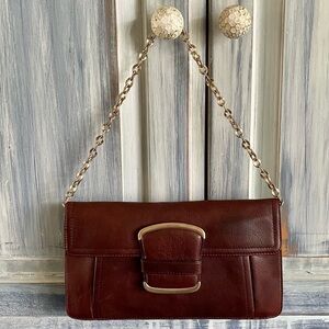 Banana Republic Brown Leather Chain Shoulder Clutch